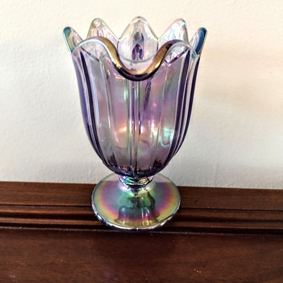 VTG FENTON Lavender Iridescent Art Glass ~ Petal Design 5" Creamer Pitcher *Read - Picture 4 of 12